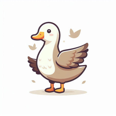 Duck on a white background. Vector illustration in cartoon style.のイラスト素材