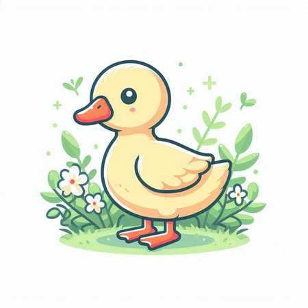 Cute duck. Vector illustration. Isolated on white background.のイラスト素材