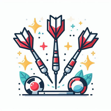 Darts flat color icon on white background. Vector illustration for your designのイラスト素材