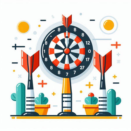 Darts game vector illustration, flat style design for web and mobileのイラスト素材