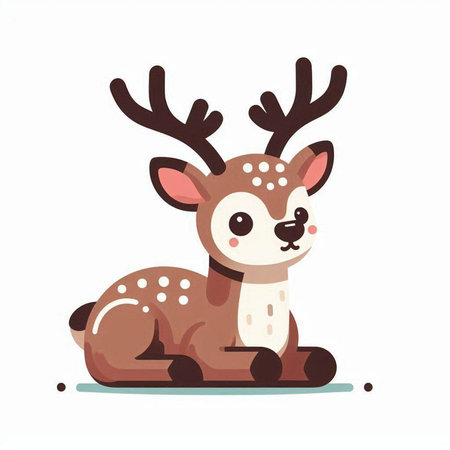 Cute cartoon deer. Vector illustration isolated on a white background.のイラスト素材