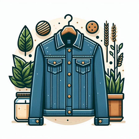 Vector illustration of a men's shirt on a hanger in a flat style.のイラスト素材