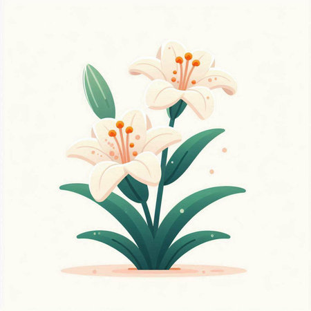Lily flower. Vector illustration in a flat style on a light background.のイラスト素材