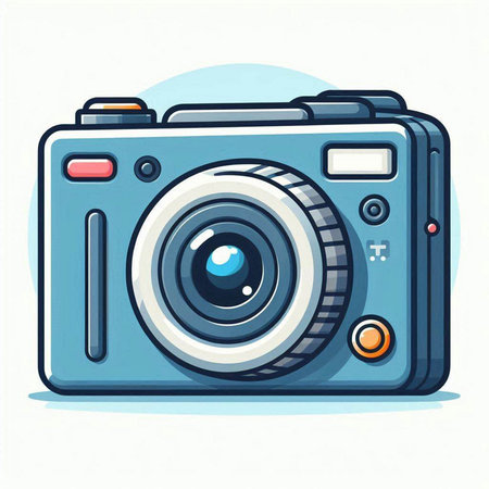 Cartoon camera icon on white background. Vector illustration of camera.のイラスト素材