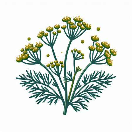 Flowering dill on a white background. Vector illustration.のイラスト素材