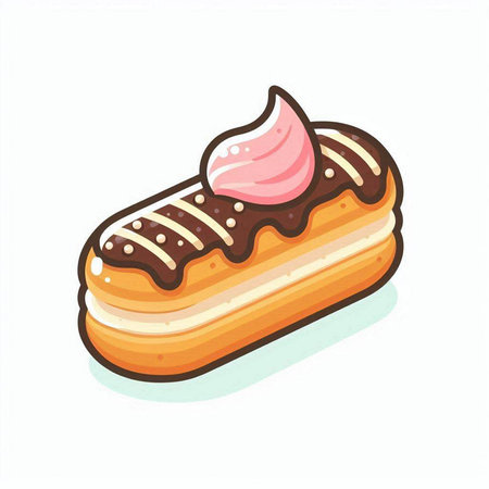 Chocolate eclair isolated on a white background. Vector illustration.のイラスト素材