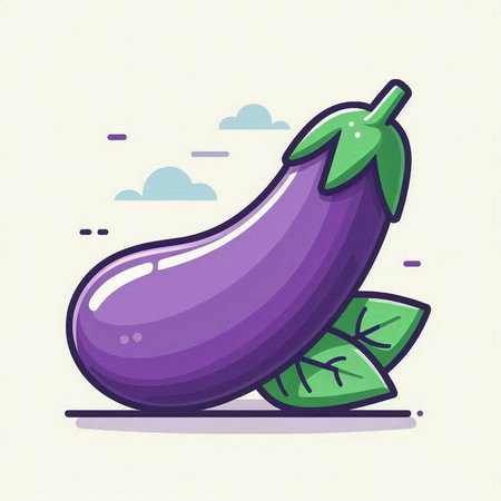 Eggplant vector illustration. Vegetable icon in flat style.のイラスト素材