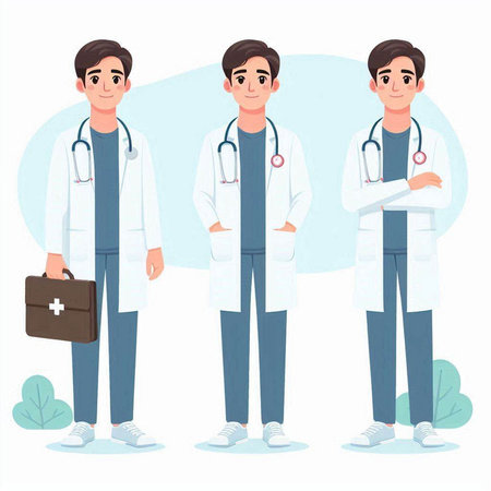 Male doctor character. Medical staff. Vector illustration in cartoon style.のイラスト素材