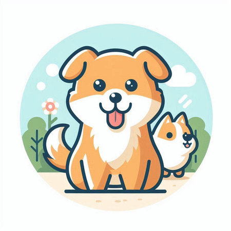 Cute dog and cat. Vector illustration in a flat style.のイラスト素材