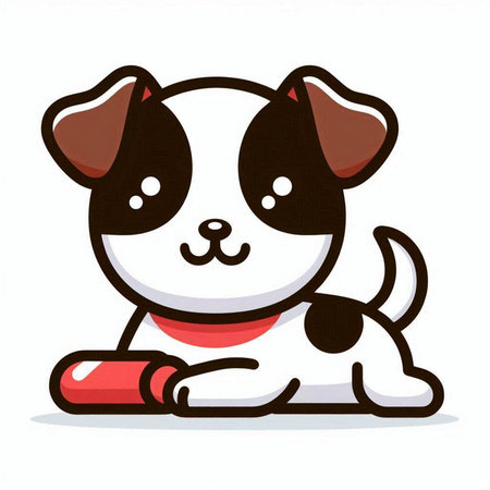 Cute cartoon dog on white background. Vector illustration in cartoon style.のイラスト素材