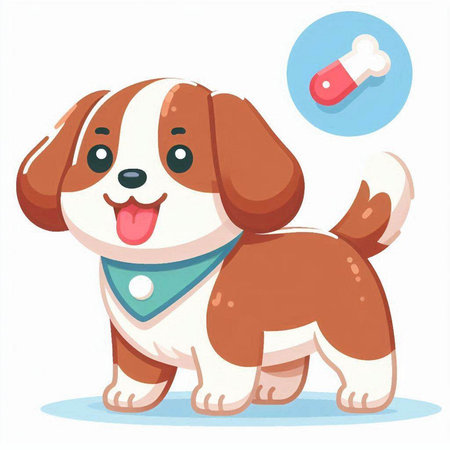 Cute cartoon dog. Vector illustration isolated on a white background.のイラスト素材