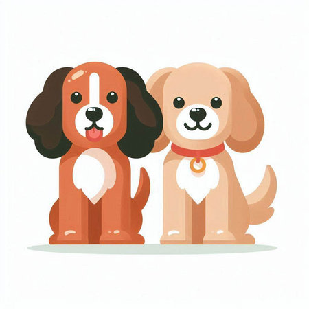 Cute cartoon dogs. Vector illustration isolated on a white background.のイラスト素材