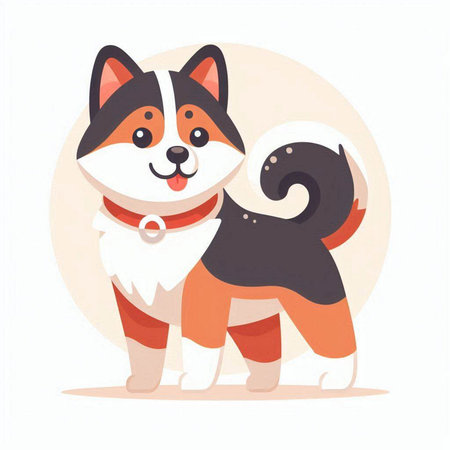 Cute Akita inu dog vector illustration. Cartoon shiba inu dog character.のイラスト素材