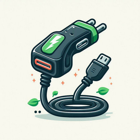 Vector illustration of a power plug in cartoon style. Power plug.のイラスト素材