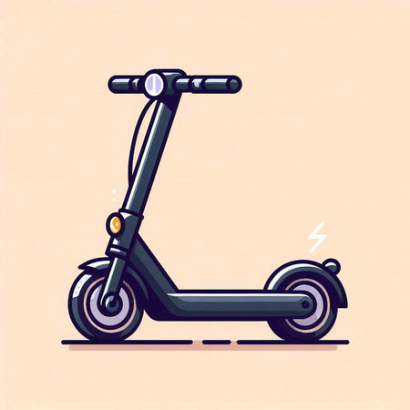 Electric kick scooter. Vector illustration of a modern scooter.のイラスト素材