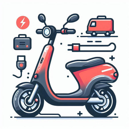 Electric scooter. Vector illustration in a flat style on a white background.のイラスト素材