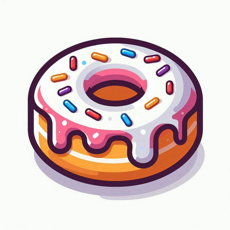 Donut with glaze on a white background. Vector illustration.のイラスト素材