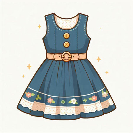Cute dress for little girl. Vector illustration in retro style.のイラスト素材