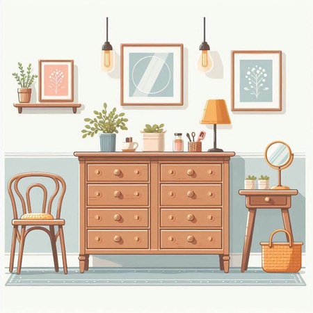 Furniture in the interior of the living room. Vector illustrationのイラスト素材