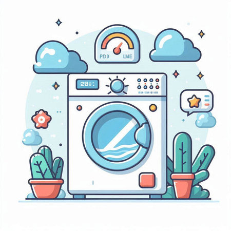 Washing machine. Laundry service concept. Vector illustration.のイラスト素材