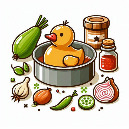 Cartoon vector illustration of baby food. Cute cartoon baby food.のイラスト素材