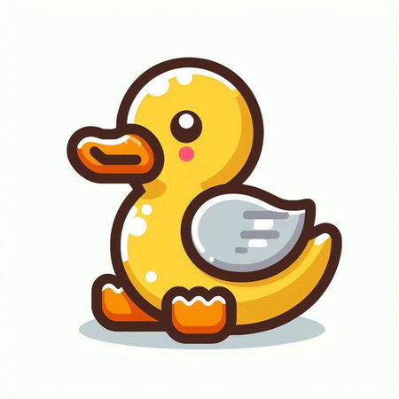 Cute rubber duck. Vector illustration. Isolated on white background.のイラスト素材