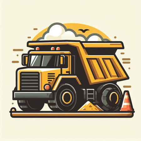 Dump truck. Vector illustration of a dump truck in flat style.のイラスト素材