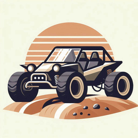 Off-road vehicle in the desert. Vector illustration for your designのイラスト素材