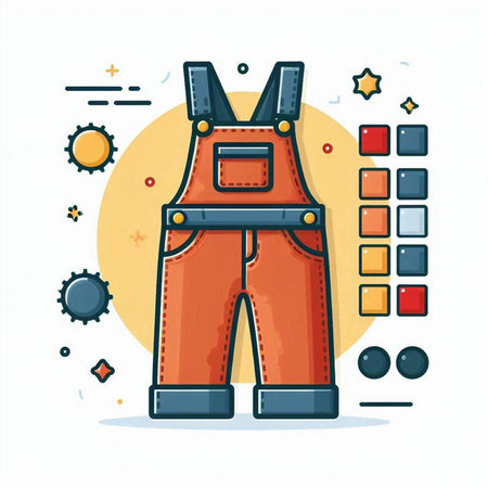 Worker overalls. Vector illustration in flat style. Isolated on white background.のイラスト素材