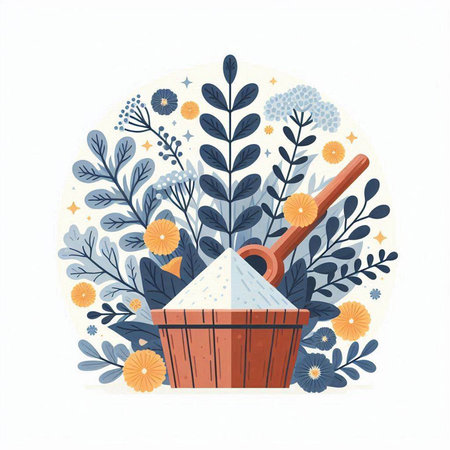 Flower bath. Hand drawn vector illustration in trendy flat style.のイラスト素材