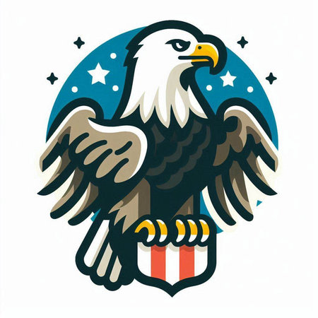 Eagle with usa flag on the background. Vector illustration.のイラスト素材