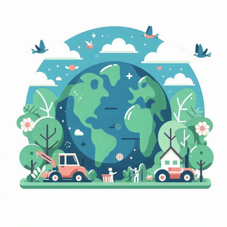 Ecology concept. Save the planet. Vector illustration in flat styleのイラスト素材
