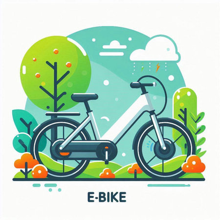 Vector illustration of bicycle in the park. Flat style design for web and print.のイラスト素材