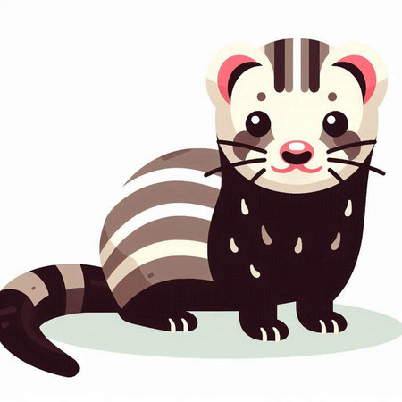 Cute ferret on a white background. Vector illustration of a funny animal.のイラスト素材
