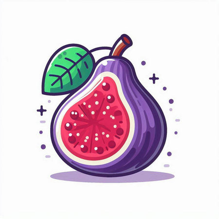 Figs fruit icon. Vector illustration isolated on white background. Flat style.のイラスト素材