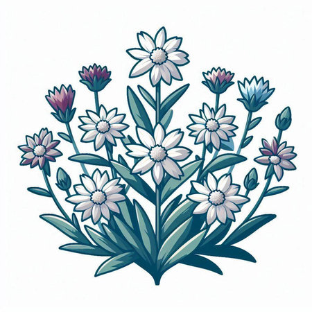 Bouquet of daisies on a white background. Vector illustration.のイラスト素材