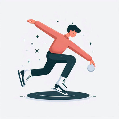 Vector illustration of a man skating on ice rink. Flat style.のイラスト素材
