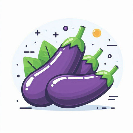 Eggplant flat color vector icon. Vegetable on white background. Cartoon style illustration for web graphic design and animationのイラスト素材