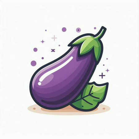 Eggplant icon, vector illustration. Flat design style. Vegetarian food.のイラスト素材