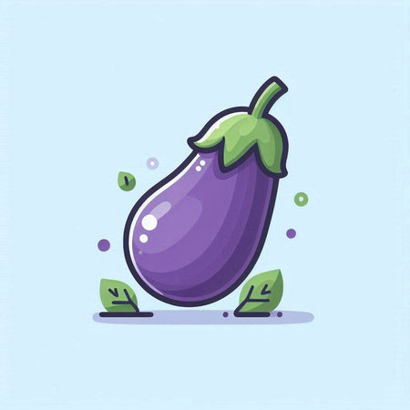 Eggplant vector illustration. Vegetable icon. Cartoon style.のイラスト素材