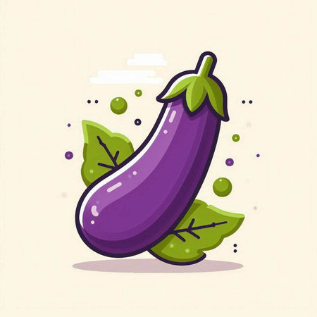 Illustration of eggplant on a light background. Vector illustration.のイラスト素材