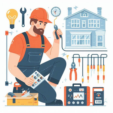Repairman. Repairman in uniform with tools. Vector illustrationのイラスト素材
