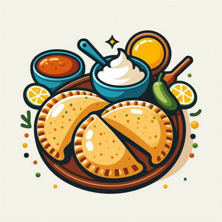 Baklava with sour cream and lemon. Vector illustration.のイラスト素材