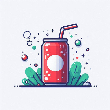 Soda drink in flat line style. Vector illustration for your design.のイラスト素材