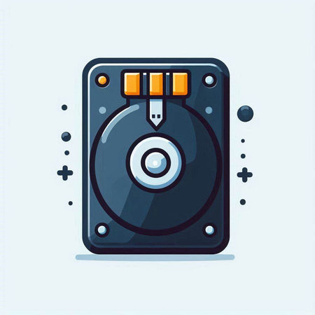 Vector illustration of a hard disk drive. Modern flat style design.のイラスト素材