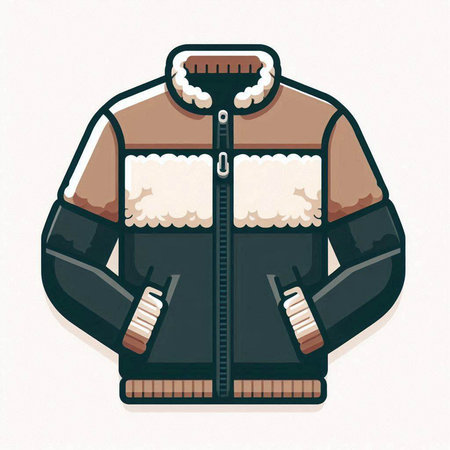 Vector illustration of a winter jacket in cartoon style. Isolated on white background.のイラスト素材