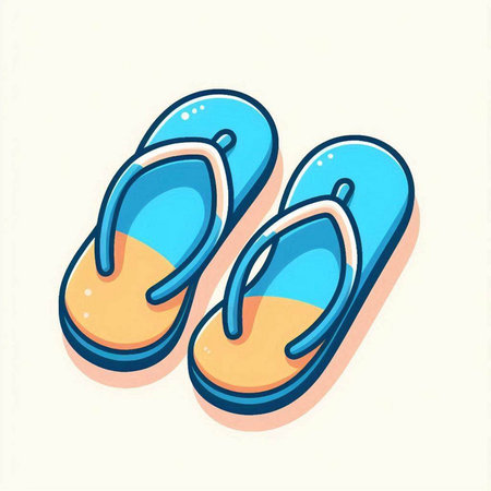 Flip flops. Vector illustration of a pair of flip flops.のイラスト素材
