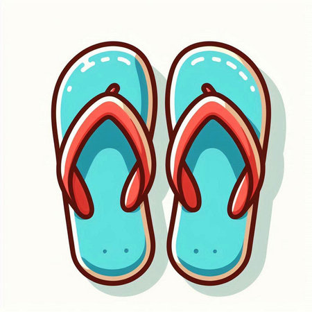 Flip flops isolated on the white background. Vector illustration.のイラスト素材