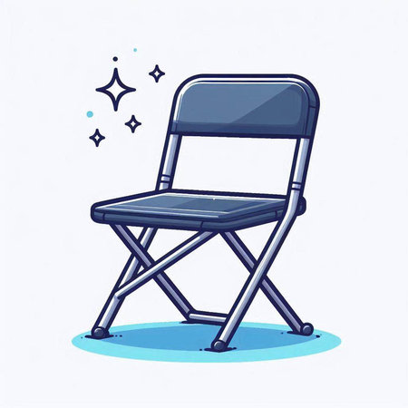 Folding chair in cartoon style on white background. Vector illustration.のイラスト素材