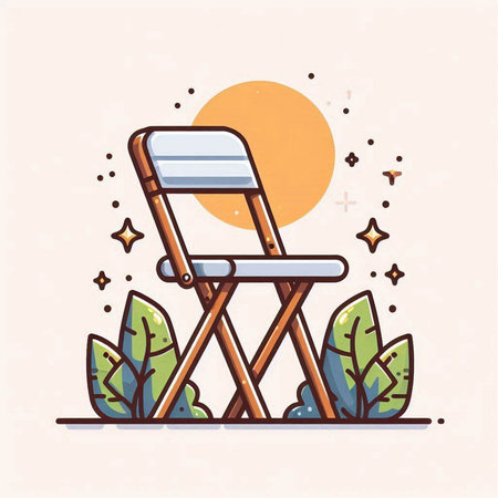 Illustration of a chair on a background of nature. Vector illustrationのイラスト素材